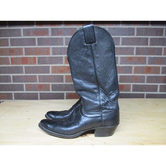 VINTAGE Olathe Cowboy Boots Mens 10 AA Extra Narrow Black Leather Western USA - Picture 7 of 16